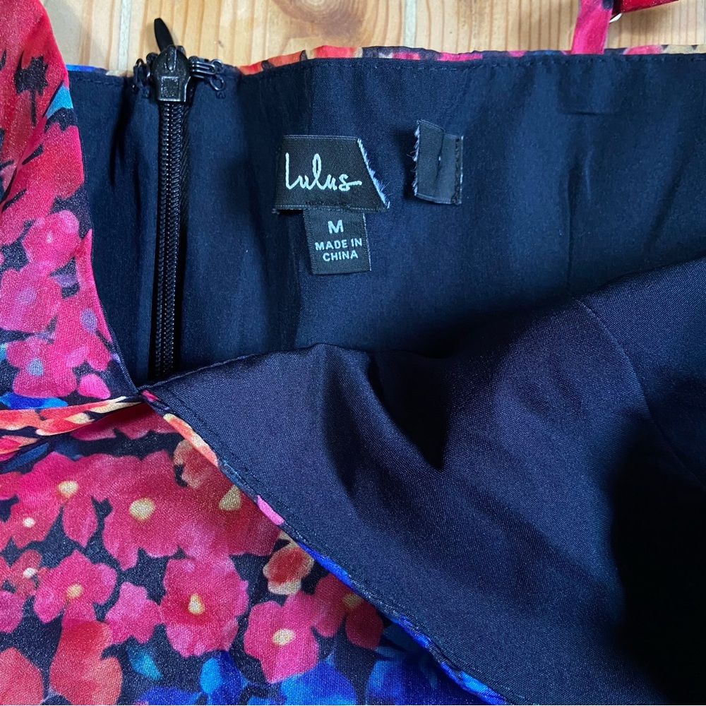 NWOT Lulus Sincerely Gorgeous Black Multi Floral Pleated Midi Dress - Picture 8 of 9